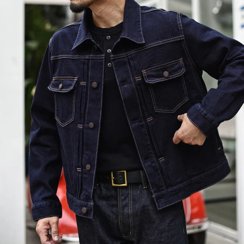 Men's 12.5 Oz Selvedge Denim Jacket - Purple Double-Sided