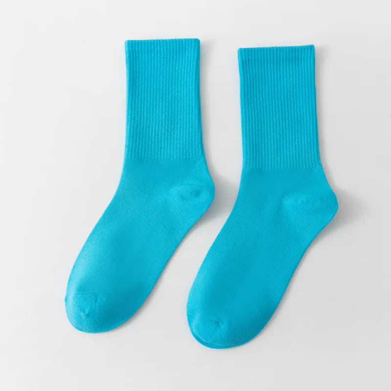 1 Pair Unisex Solid Color Breathable Cotton Socks