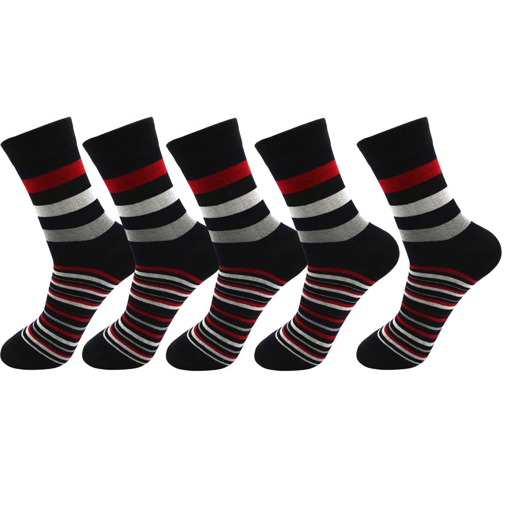 5 Pairs Men's Striped Cotton Socks