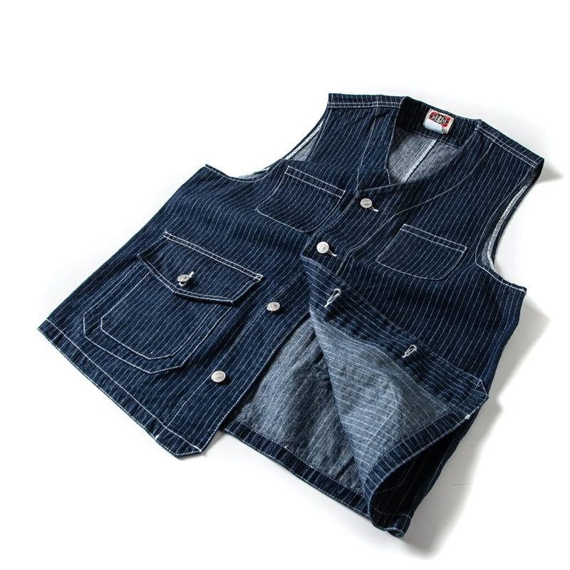 Men's Retro Wabash Denim Vest - Buckle Back