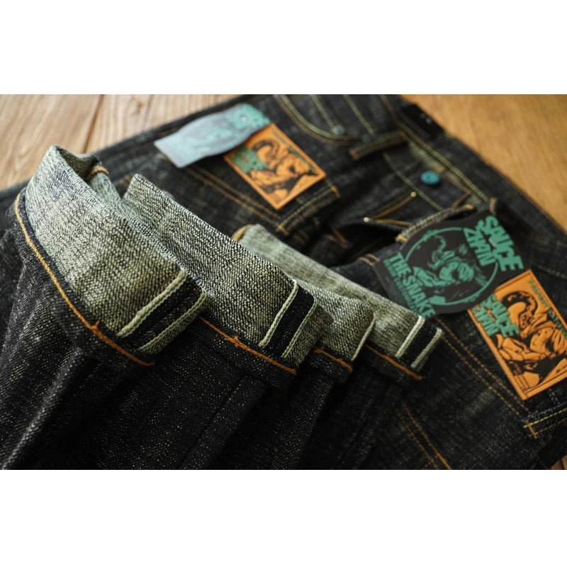 Men's Sanforized Selvedge Denim Jeans - Limited Edition Double-sided Dyeing 66 Fit 20 Oz