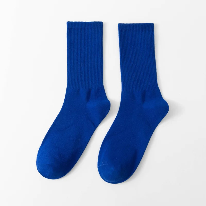 1 Pair Unisex Solid Color Breathable Cotton Socks