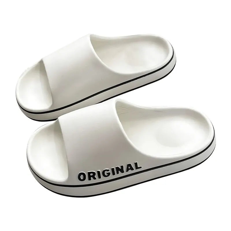 Solid Color Anti Slip Beach Slides - Thick Sole Sandals