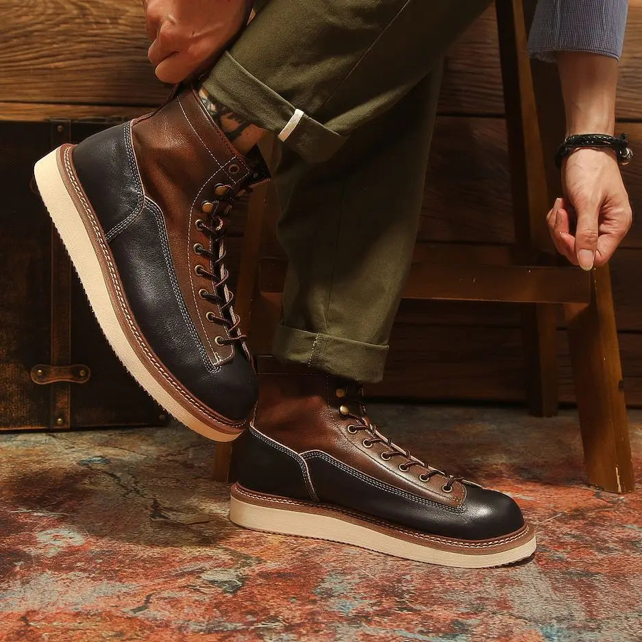 Retro Durable Stitchdown Rugged Style Boots - Genuine Leather