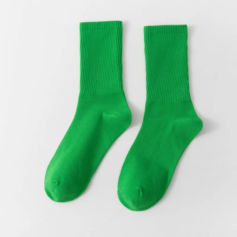 1 Pair Unisex Solid Color Breathable Cotton Socks