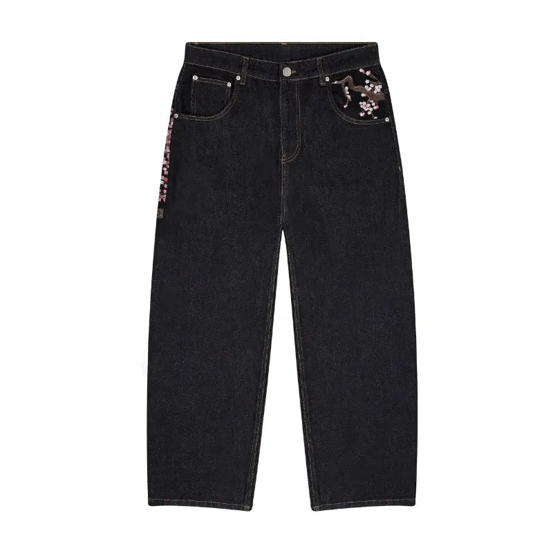 Embroidered Baggy Jeans - Selvedge Denim Pants