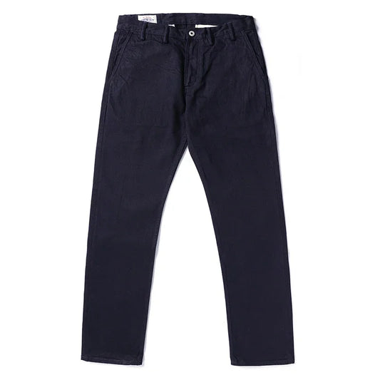 Blue-Black Officer Trousers Slim Straight Fit 14oz Indigo Selvedge Denim Jeans