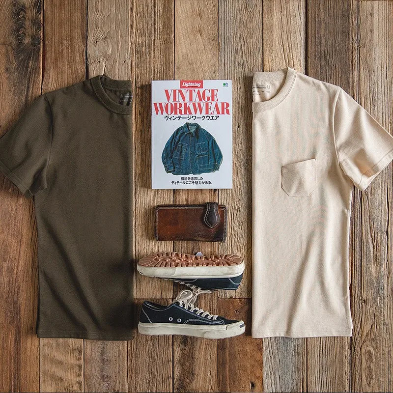 Heavyweight Pocket T Shirt - 100% Cotton Oversize Tee