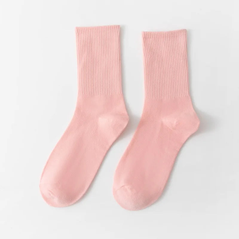 1 Pair Unisex Solid Color Breathable Cotton Socks