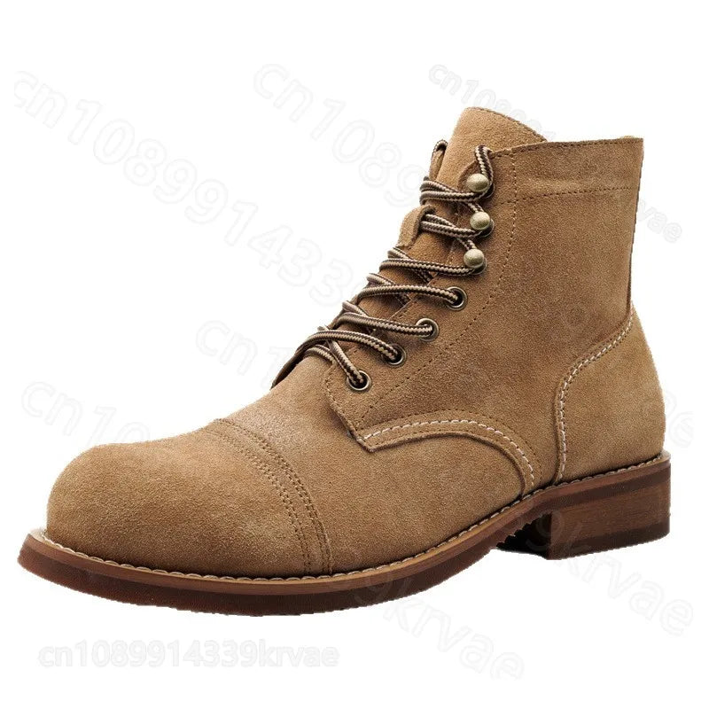 Reverse Velvet Vintage Cowhide Leather Cargo Boots