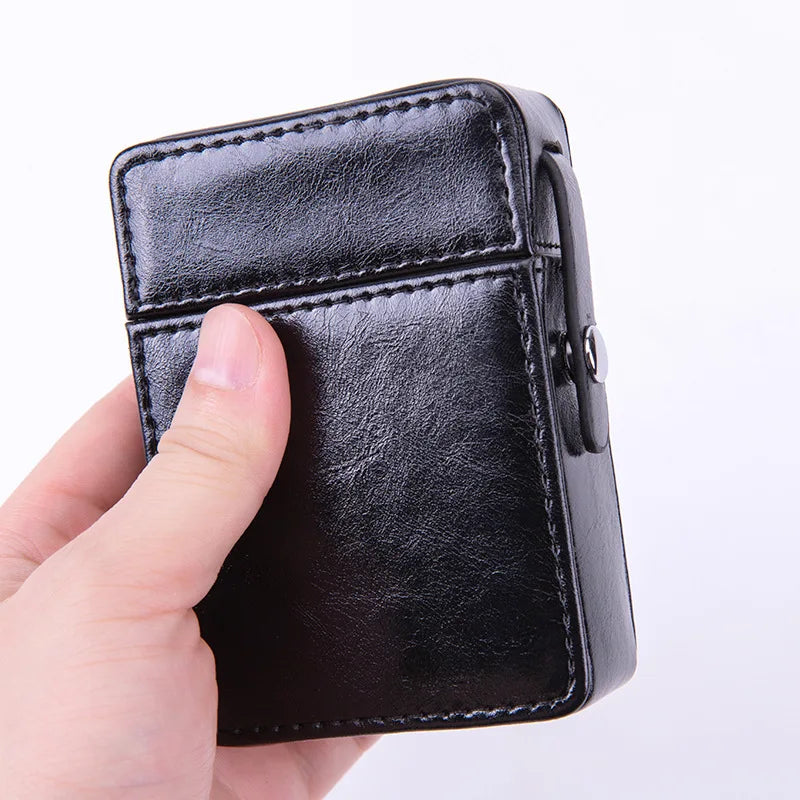 Waterproof Leather Cigarette Lighter Holder Box Travel Case