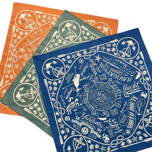 Vintage Cotton Sailor Anchor Bandana - 55cm