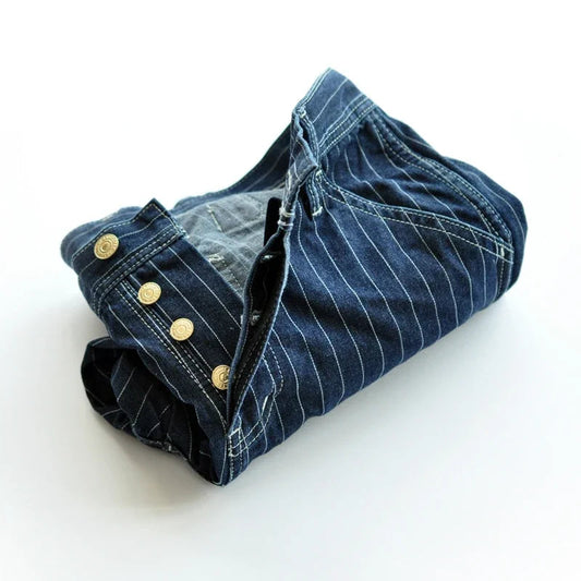 Striped Wabash Jeans for Men - Vintage Denim Work Pants - American Railroad Style