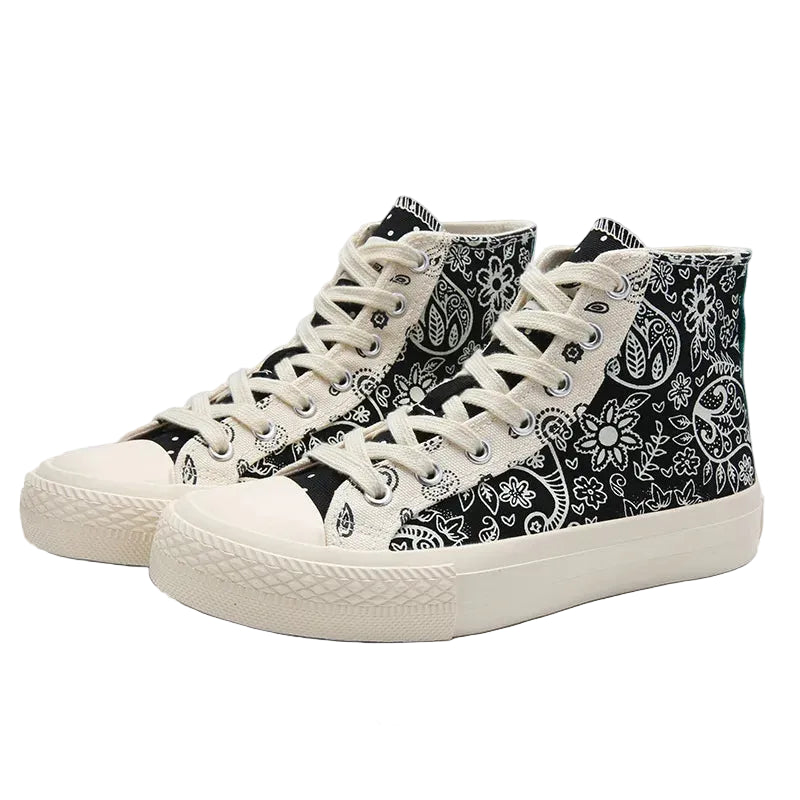 High Top Printed Canvas Sneakers