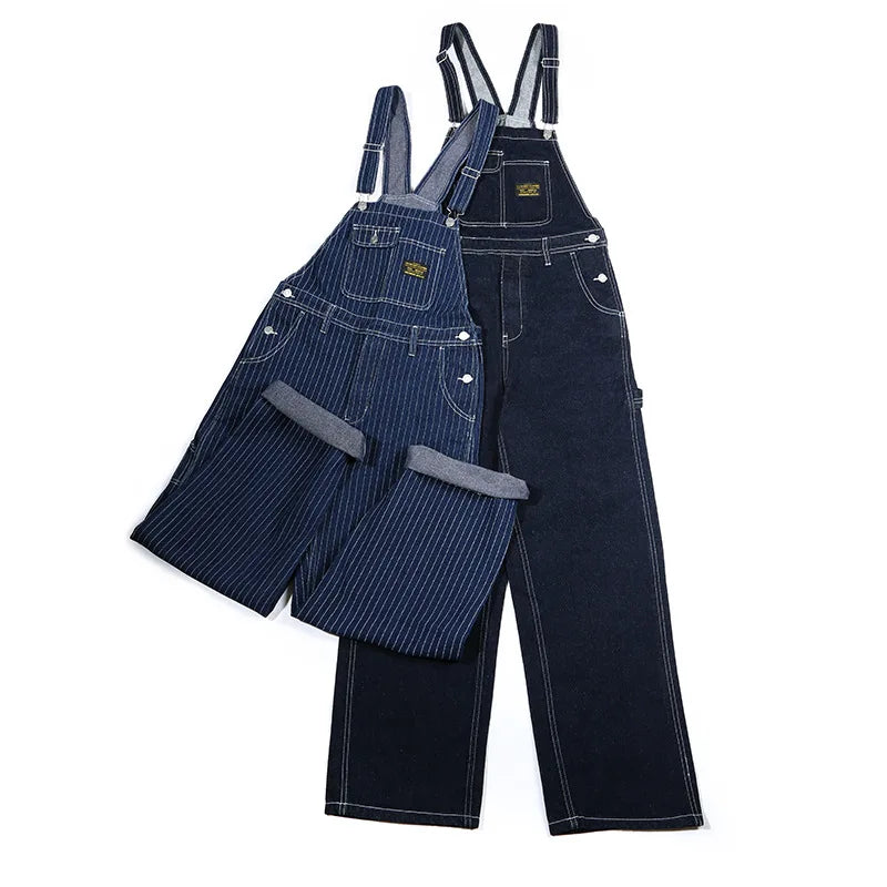 Men's Retro Striped Wabash Denim Overalls - American Style Vintage