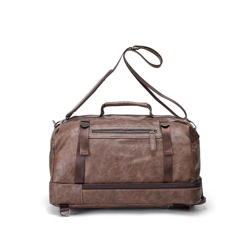 Solid Color Leather Backpack