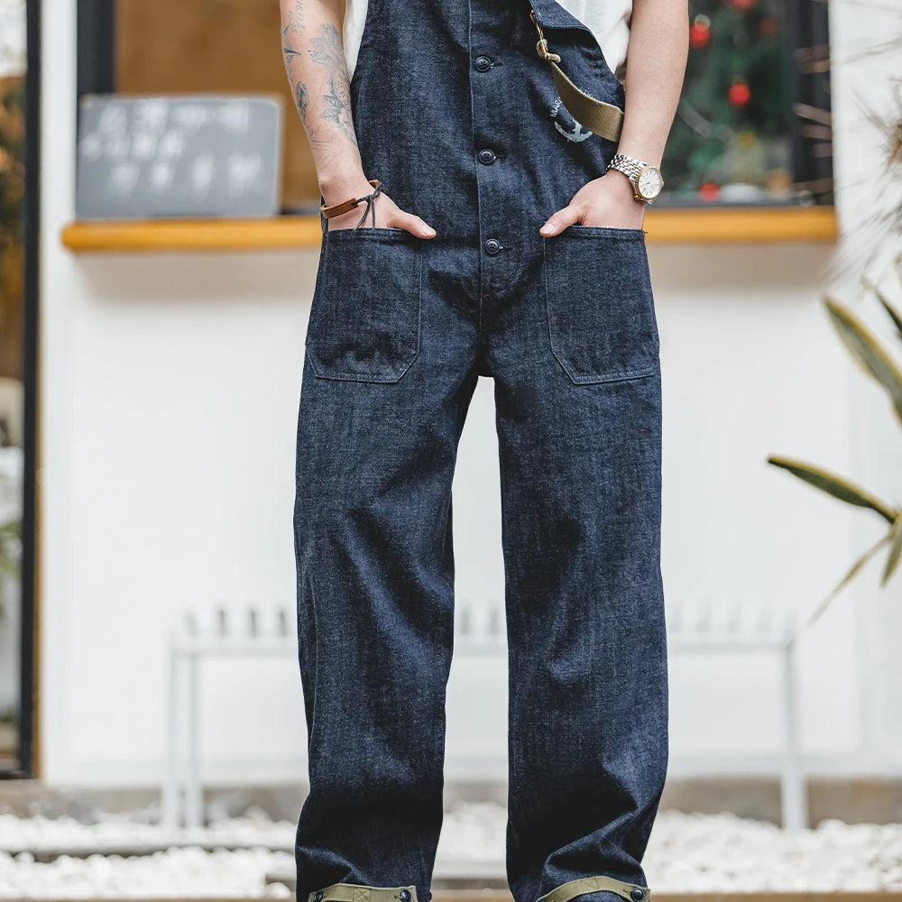 Denim Cargo Jumpsuit Overalls