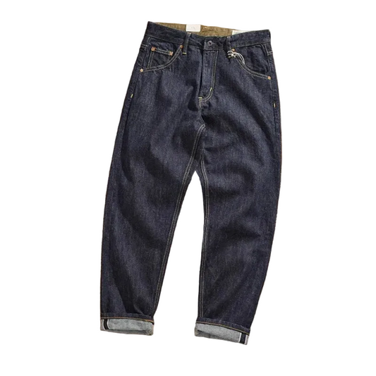 Raw Selvedge Denim Jeans - Japanese Retro High-End Straight Leg