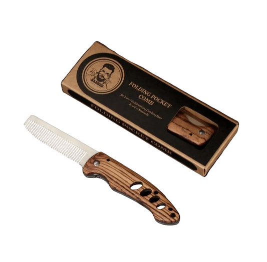 Solid Wood And Metal Folding Beard Comb