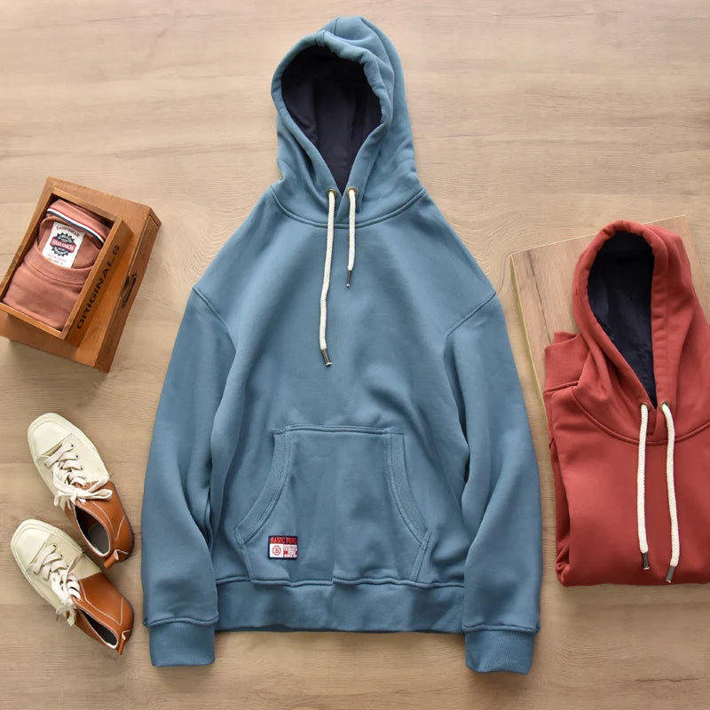 Vintage Solid Color Washed Heavyweight Hoodie