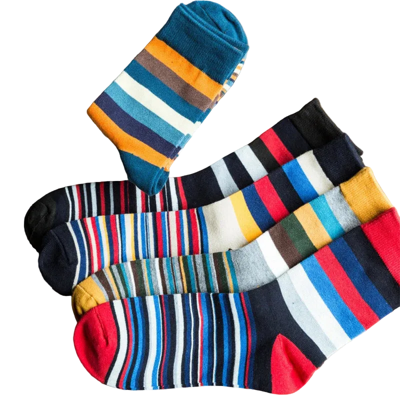 5 Pairs Men's Striped Cotton Socks