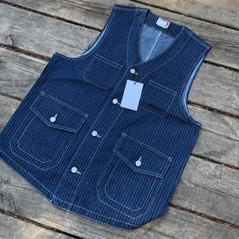 Men's Retro Wabash Denim Vest - Buckle Back