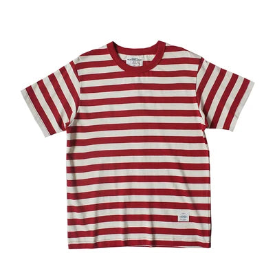 American Retro Short Sleeve O-neck Navy Striped T-shirt Men