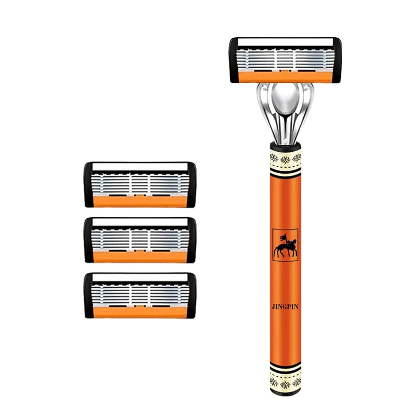 6 Layer Safety Razor Set For Men Stainless Steel Changeable Head Razor
