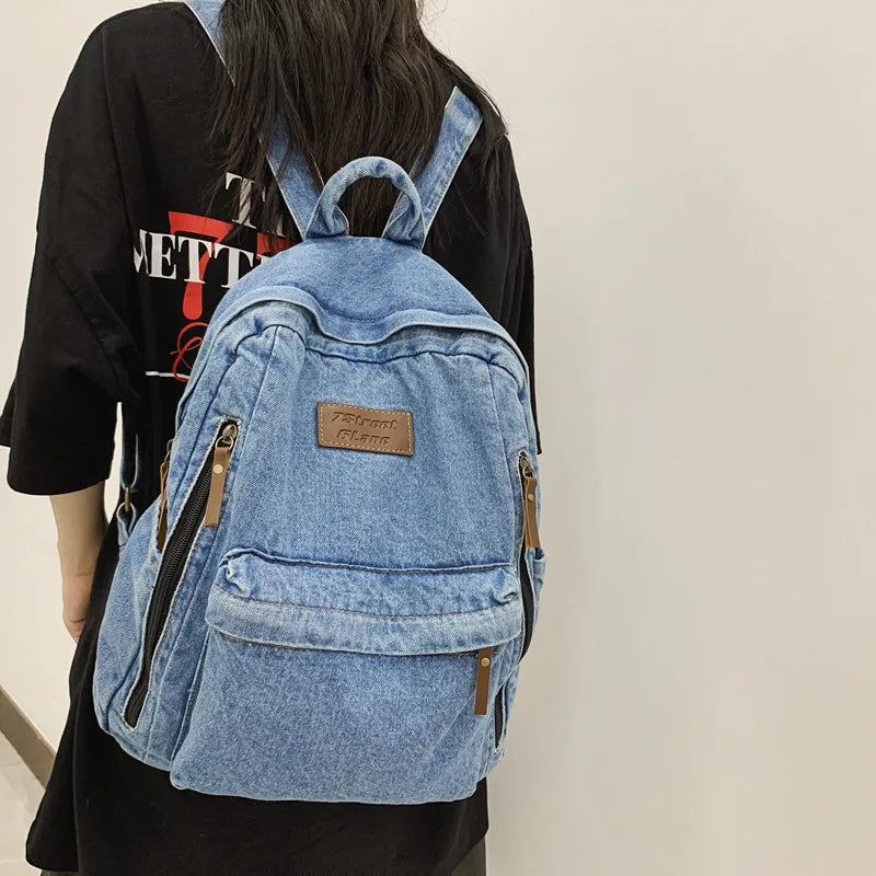 Large Capacity Denim Backpack