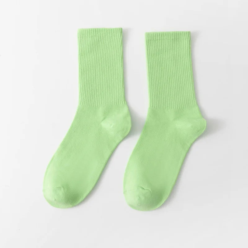 1 Pair Unisex Solid Color Breathable Cotton Socks
