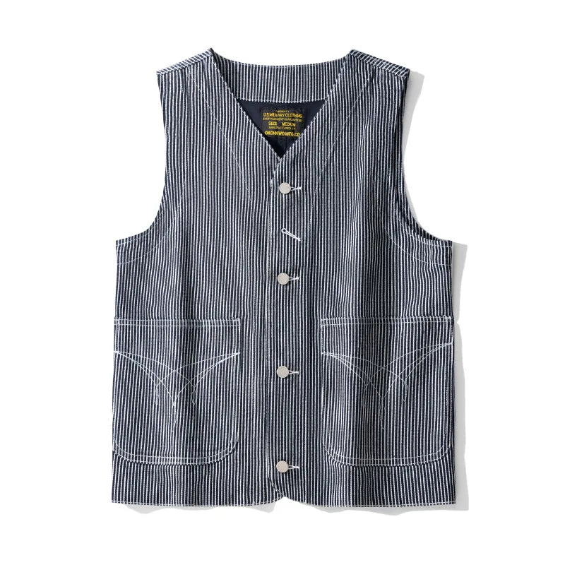 American Vintage 12oz Canvas Wabash Striped Vest - 100% Cotton