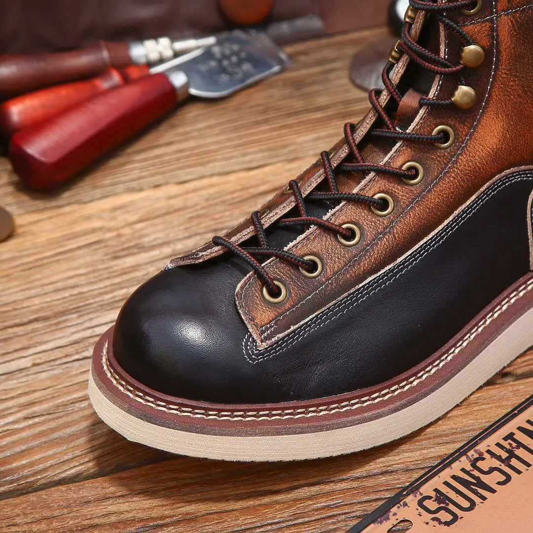 Retro Durable Stitchdown Rugged Style Boots - Genuine Leather