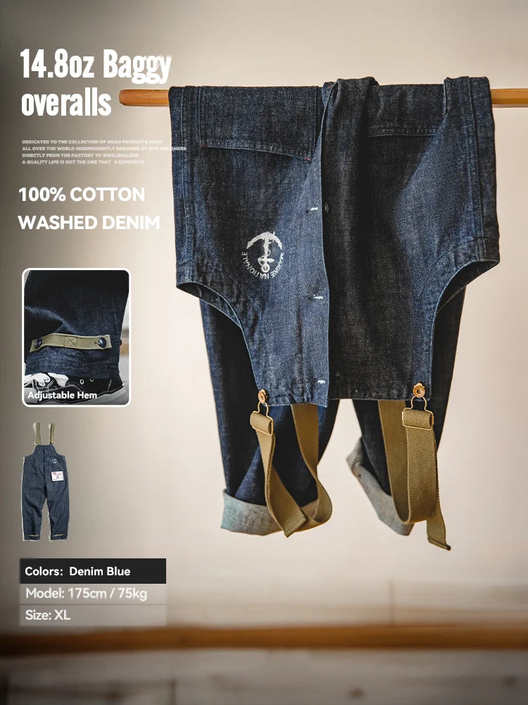 Denim Cargo Jumpsuit Overalls