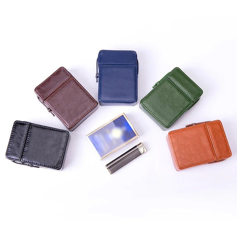 Waterproof Leather Cigarette Lighter Holder Box Travel Case
