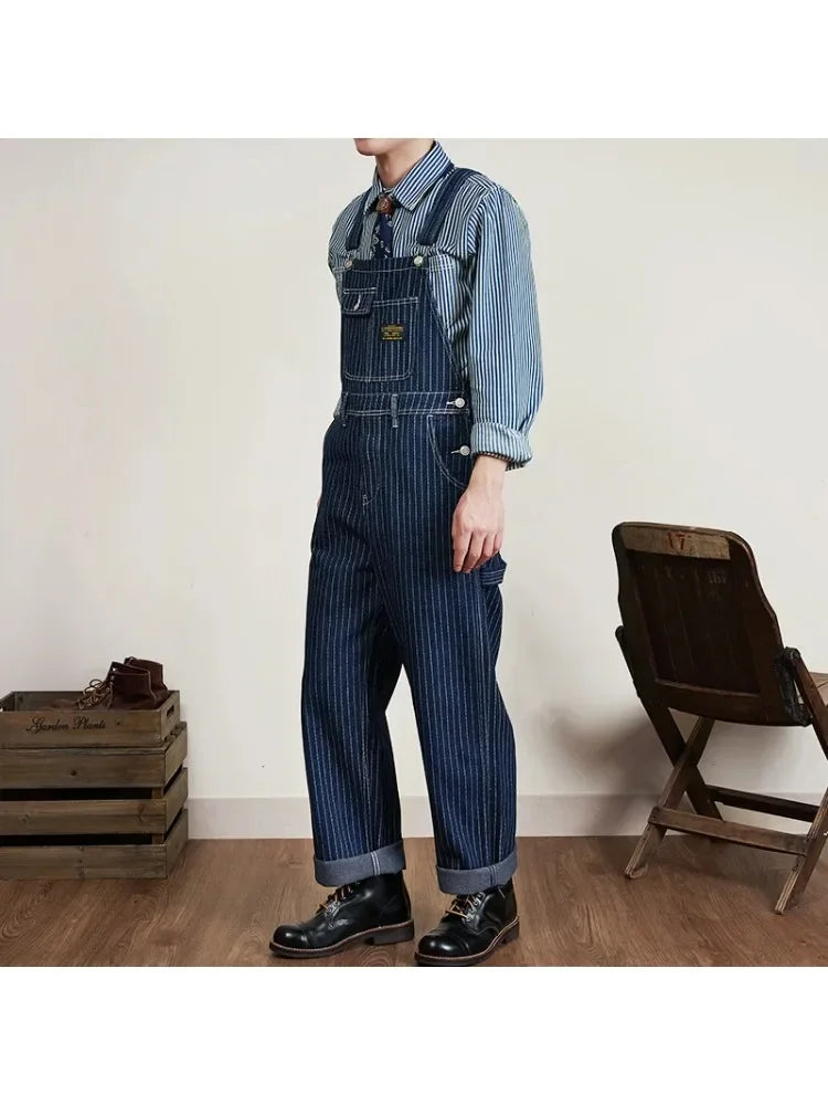 American Vintage Raw Wabash Blue Denim Overalls