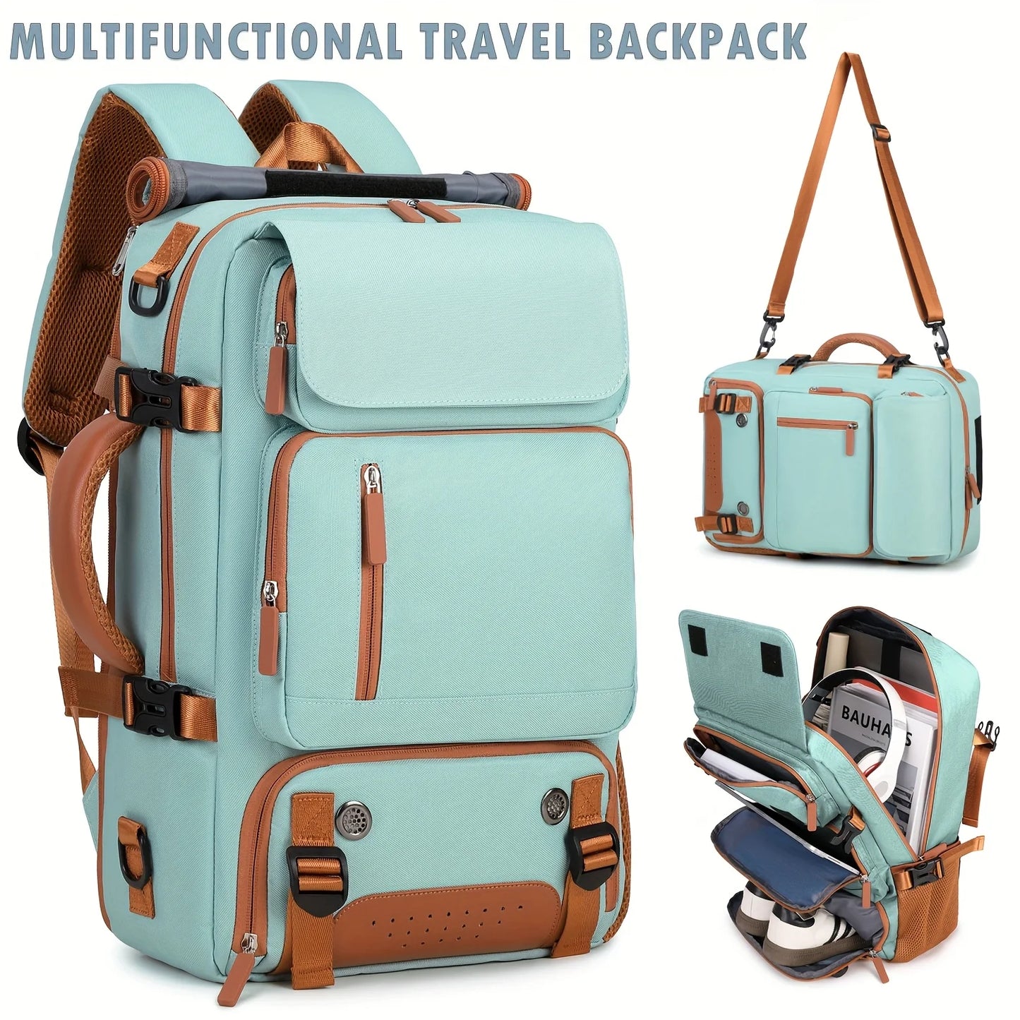 Large Capacity Lightweight Convertible Backpack with Laptop Compartment