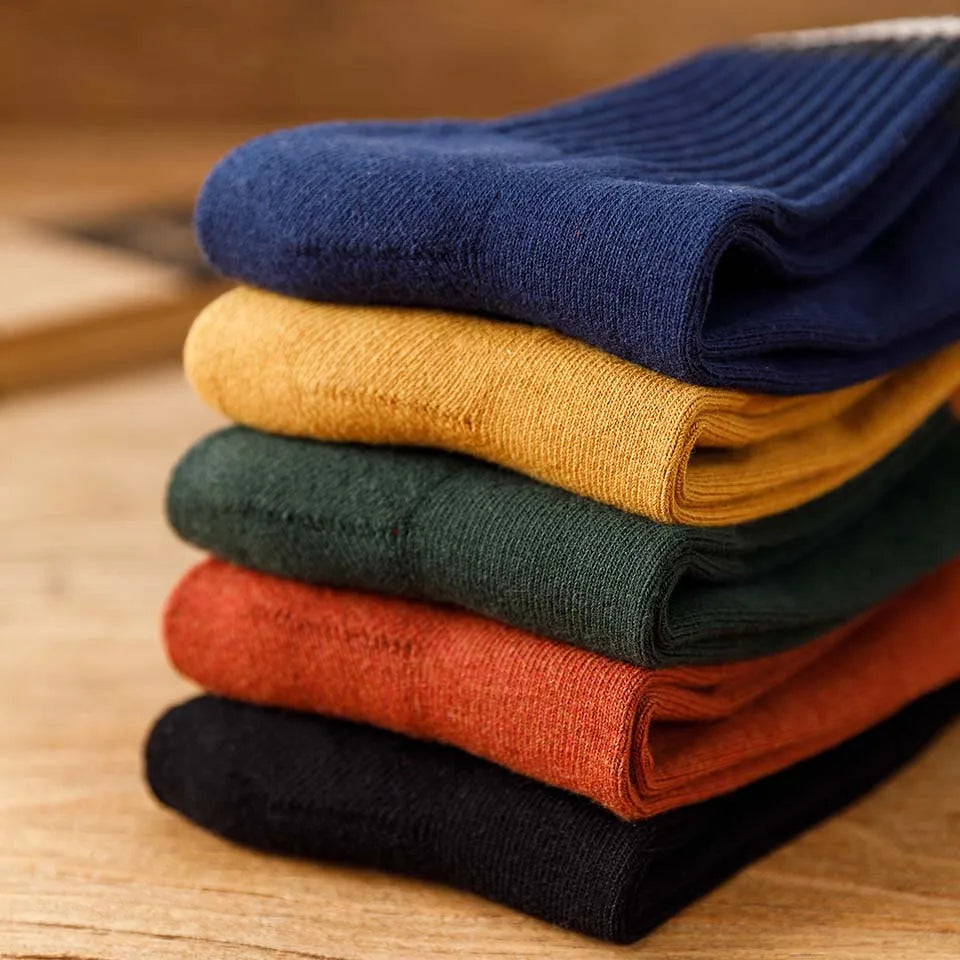 5-Pack Men's Striped Thick Cotton Tube Socks