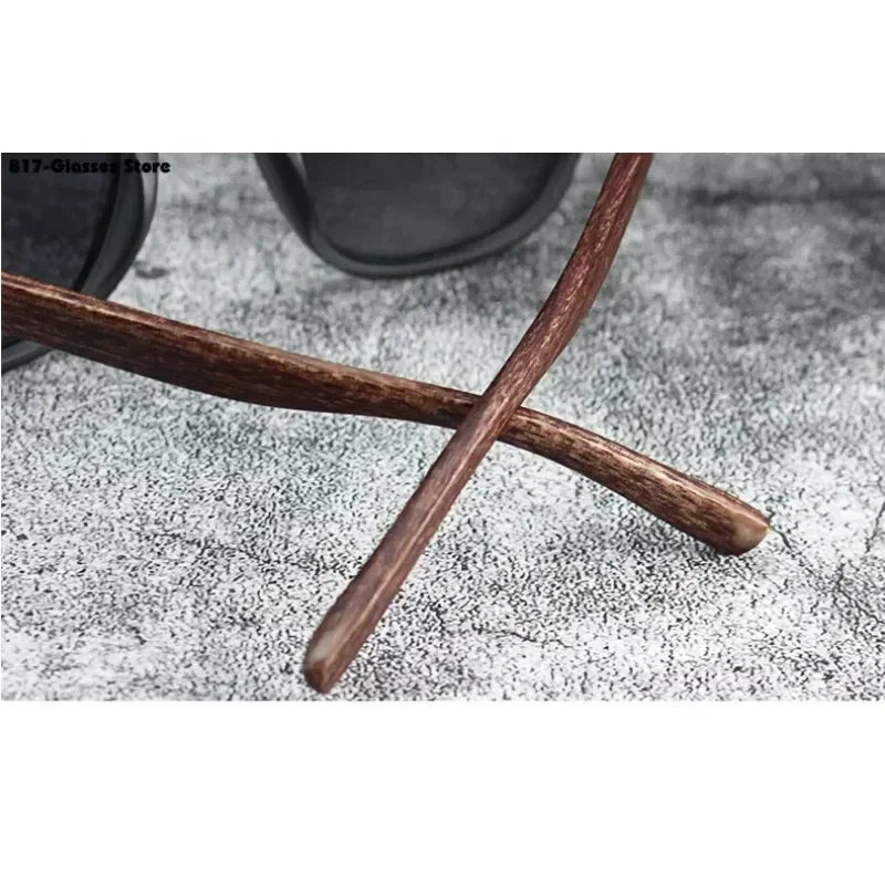 Retro Wood Grain Polarized UV Sunglasses