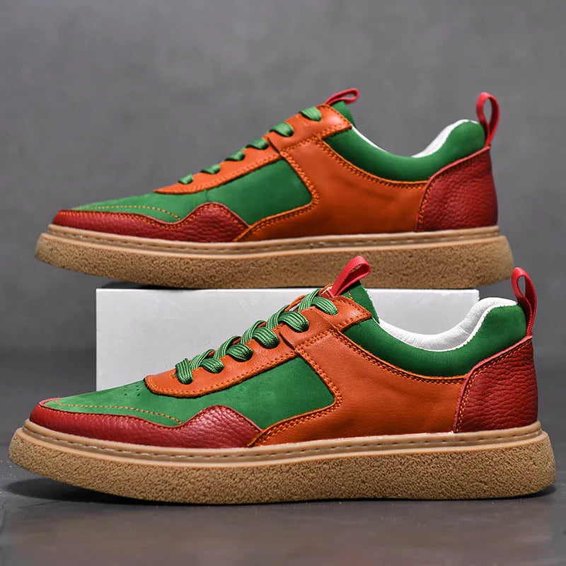 Men's Thick Soled Casual Leather Sports Sneakers