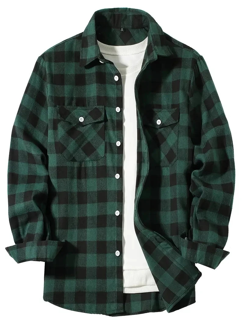 Men's Cotton Long Sleeve Plaid Flannel Lumberjack Shirts
