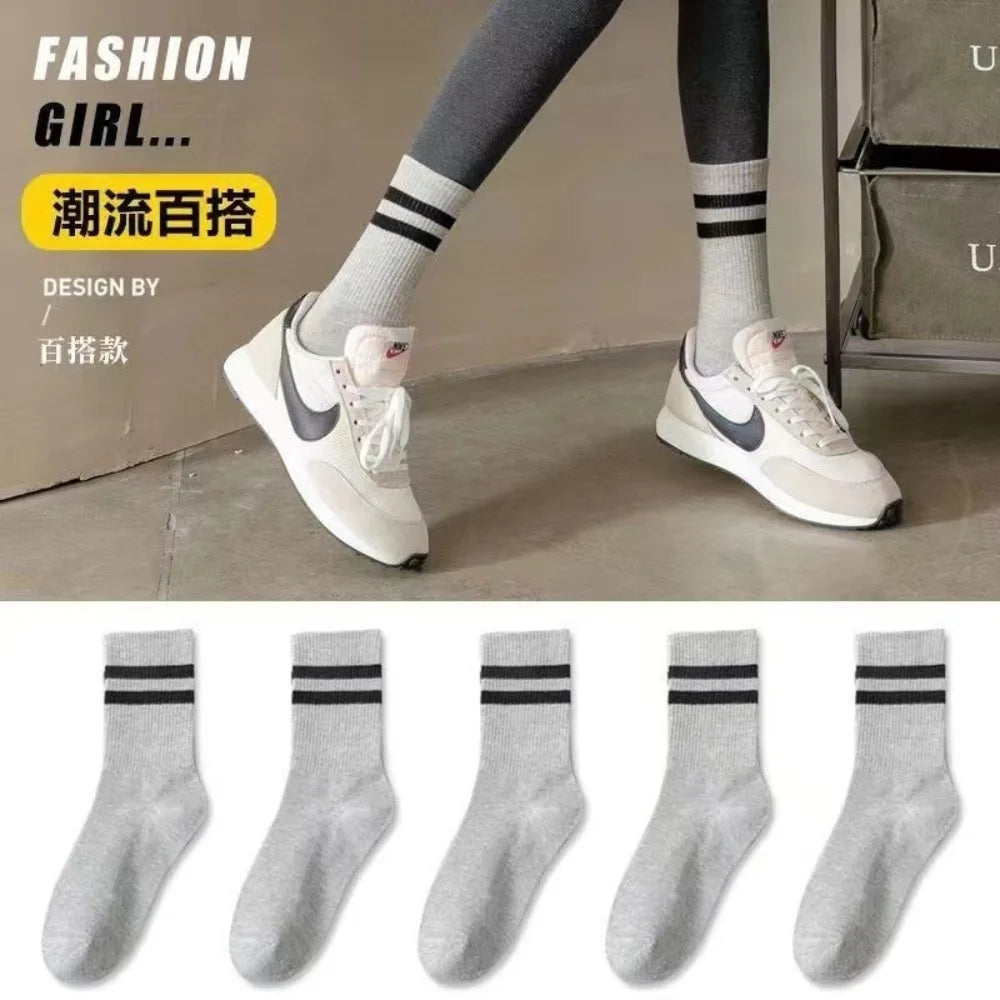 Men's Striped Breathable Sports Socks - Sweat Absorbing