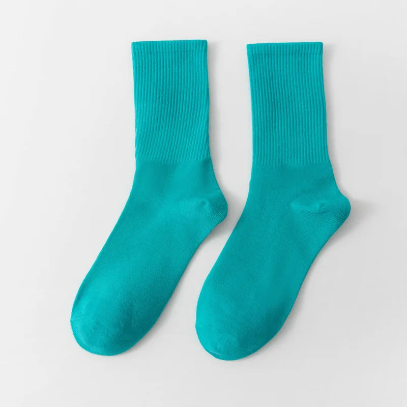 1 Pair Unisex Solid Color Breathable Cotton Socks