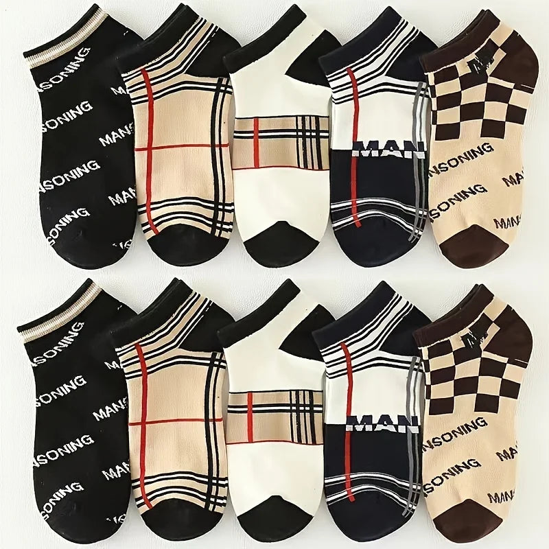 10 Pairs Striped Luxury Pattern Low Cut Socks