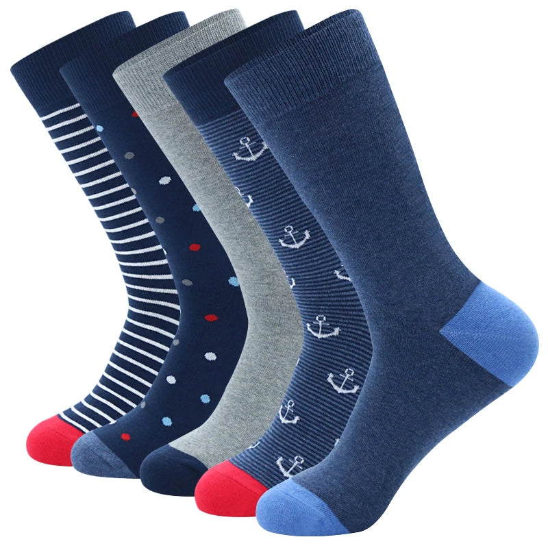 Men's Colorful Striped Dress Socks - 5 Pack