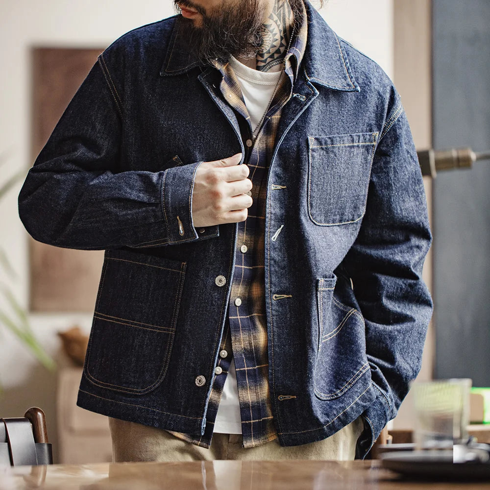 Asymmetrical Four-pocket 14.8oz Denim Jacket