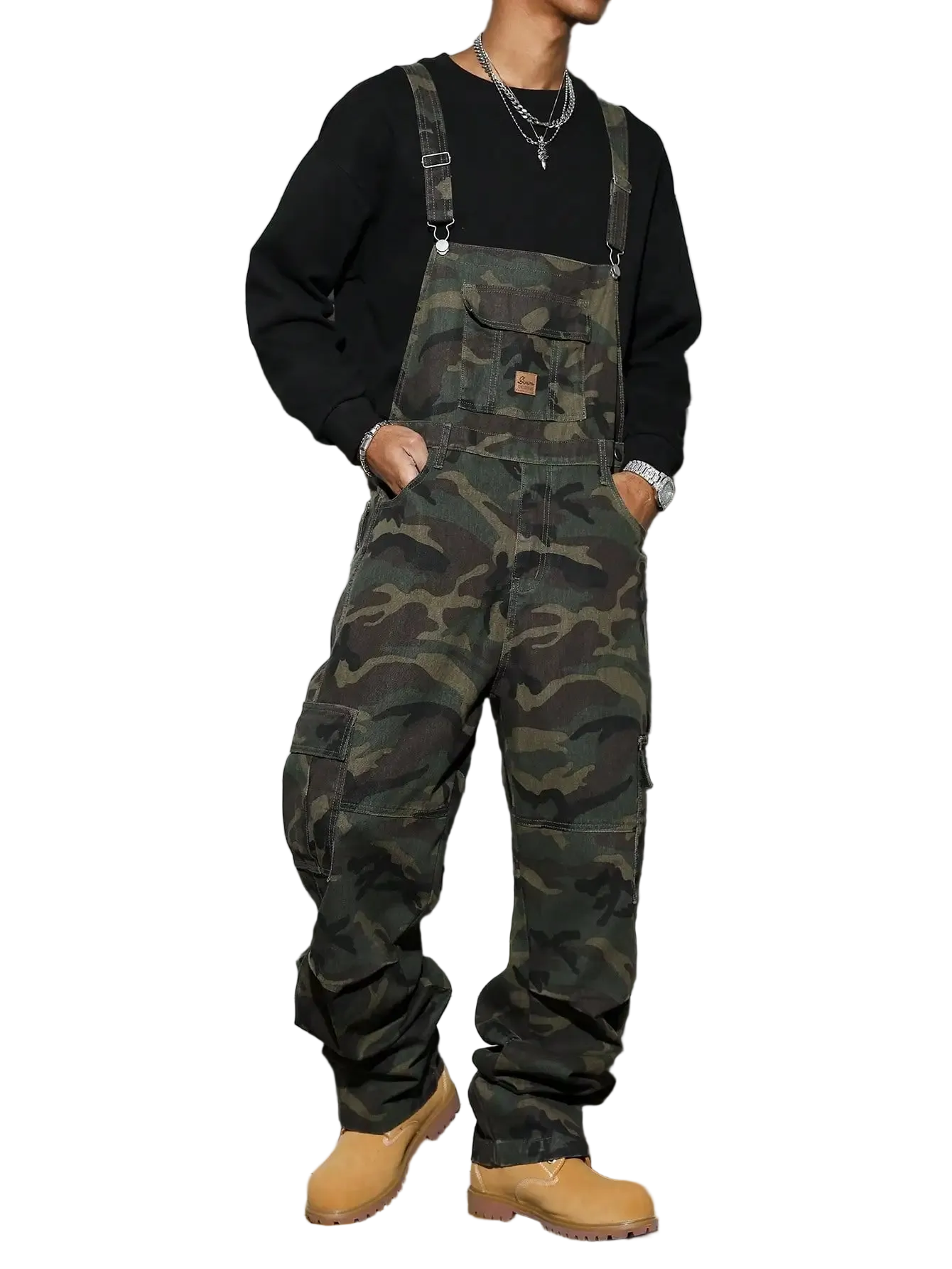 Men's Street Camo Bib Overalls - Multi Pocket Design