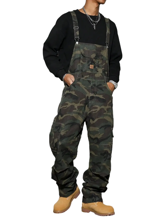 Men's Street Camo Bib Overalls - Multi Pocket Design