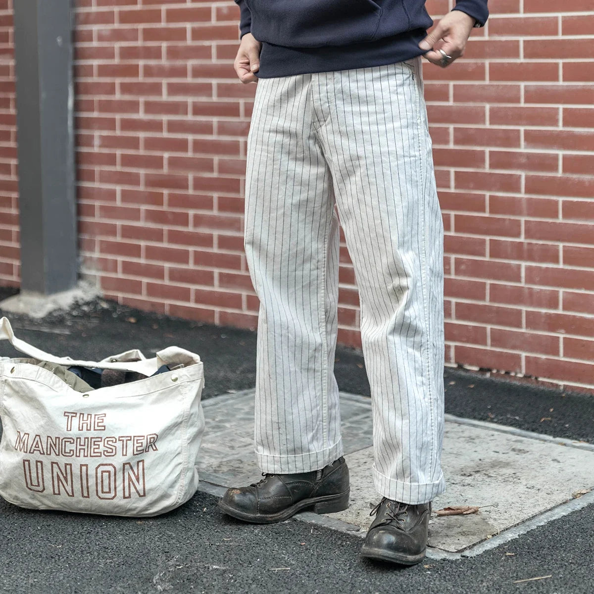 Striped Wabash Mechanic Work Pants - High Waist