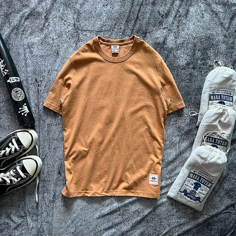 American Vintage Solid Color Round Neck T-Shirt - 100% Cotton