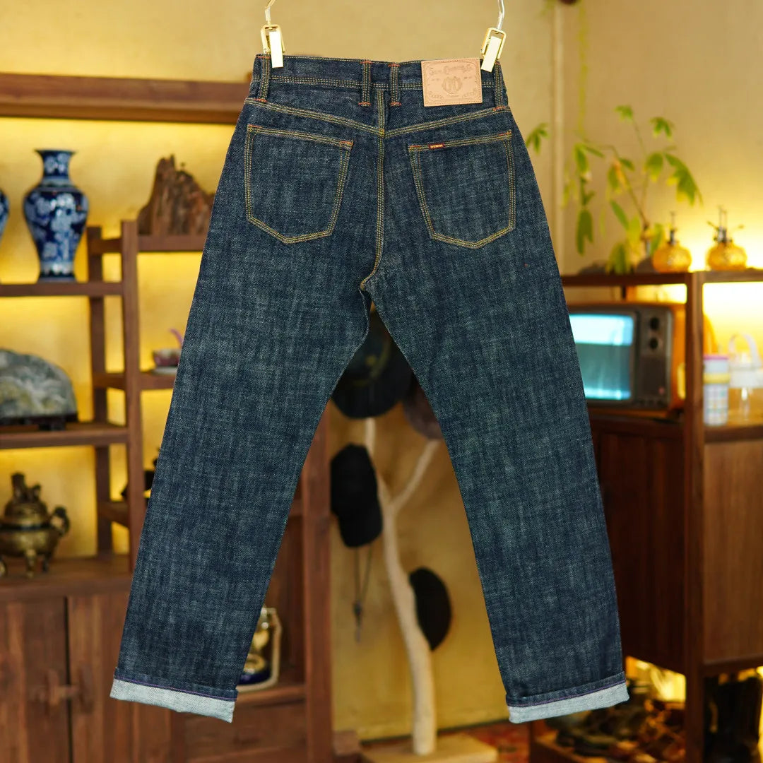 One-Wash Raw Denim 18oz Selvedge Jeans - Heavyweight Straight-Leg 100% Cotton